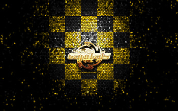Vienna Capitals, glitter logo, ICE Hockey League, yellow black checkered background, hockey, austrian hockey team, Vienna Capitals logo, mosaic art HD wallpaper
