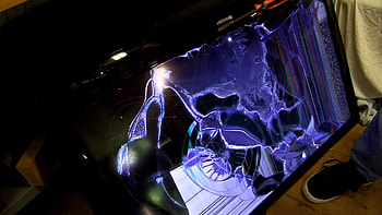 Destroying a broken Sharp Aquos LCD TV HD wallpaper