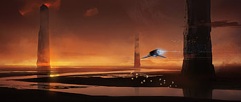 Scifi Landscape Horizon Landscape Reflection , scifi, landscape, horizon, landscape, reflection, artist, artwork, digital-art HD wallpaper