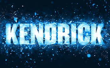 Happy Birtay Kendrick, , blue neon lights, Kendrick name, creative, Kendrick Happy Birtay, Kendrick Birtay, popular american male names, with Kendrick name, Kendrick HD wallpaper
