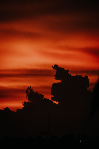 Sunset, Sky, Clouds, Dark HD phone wallpaper