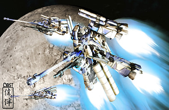 Zeta Plus C1, mecha, moon, gundam, space, zeta HD wallpaper