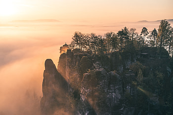 Nature, Trees, Mountains, Rocks, Fog HD wallpaper
