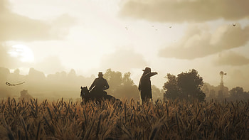Red Dead Redemption 2 - Wild cowboy, silhouette, horse, cowboy, Arthur Morgan, video game, Red Dead Redemption 2 HD wallpaper