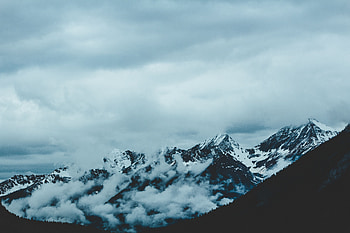 Nature, Sky, Mountains, Vertex, Fog, Tops, Snow Covered, Snowbound HD wallpaper