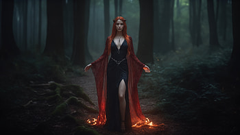Dreamy Fire Fantasy Girl Forest , fantasy, fire, artist, artwork, digital-art HD wallpaper