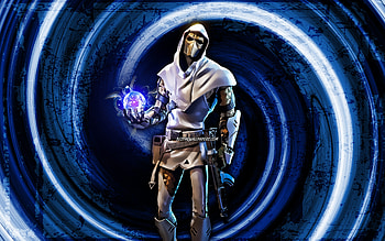 Fusion Alternate, blue grunge background, Fortnite, vortex, Fortnite characters, Fusion Alternate Skin, Fortnite Battle Royale, Fusion Alternate Fortnite HD wallpaper