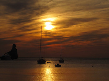 Benirras Ibiza, sea, horizon, graphy, sunsets, peaceful, clouds, view, nature, sun, sunset HD wallpaper