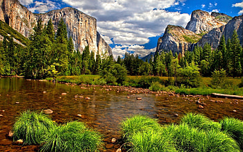*** Mountains and river ***, rzeka, natura, gory, zielen HD wallpaper