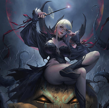 Witch, dark, night, vinci r, fantasy, girl HD wallpaper