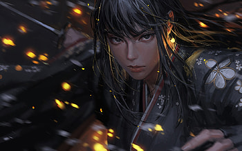 Fantasy girl, frumusete, guweiz, art, fantasy, face, luminos, girl, dark HD wallpaper