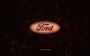 Ford glitter logo, , black background, Ford logo, orange glitter art, Ford, creative art, Ford orange glitter logo HD wallpaper
