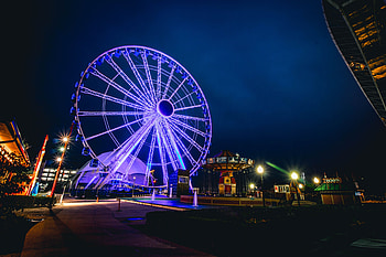 Cities, Night, Illumination, Backlight, Ferris Wheel HD wallpaper