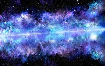 Birds, Water, Art, Clouds, Shining, Reflection, Starry Sky, Surface, Purple HD wallpaper