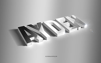 Ayden, silver 3d art, gray background, with names, Ayden name, Ayden greeting card, 3d art, with Ayden name HD wallpaper
