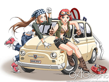 anime girls, games, anime, car, cute, funny, girls HD wallpaper