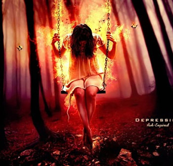 Depression, sad, lady, fantasy, swing, fire HD wallpaper