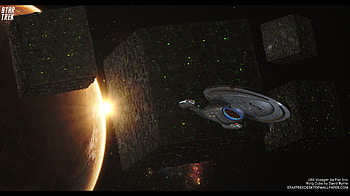 Star Trek Borg Cube And USS Voyager, Star Trek computer . HD wallpaper