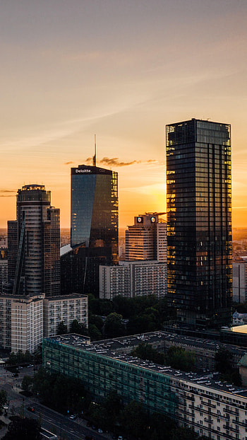 Cities, Sunset, City, Building, View From Above, Skyscrapers HD phone wallpaper