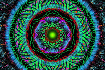 Illumination 2, blue, abstract, Mandala, green, psychedelic HD wallpaper