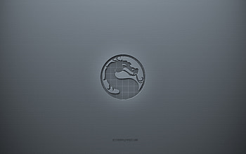Mortal Kombat logo, gray creative background, Mortal Kombat emblem, gray paper texture, Mortal Kombat, gray background, Mortal Kombat 3d logo HD wallpaper