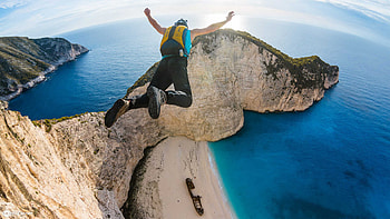 Navagio Beach, BASE Jumping HD wallpaper