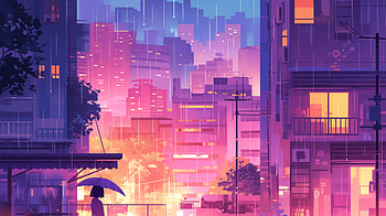 Rainy City Lofi - Anime, rain, lofi, Anime, city, Rain Anime, anime city, rainy city HD wallpaper