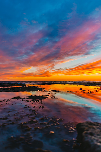 Nature, Water, Sunset, Sky, Horizon HD phone wallpaper