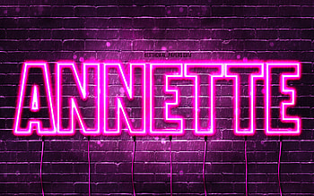 Happy Birtay Annette, , pink neon lights, Annette name, creative, Annette Happy Birtay, Annette Birtay, popular french female names, with Annette name, Annette HD wallpaper