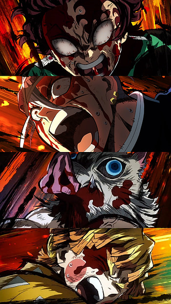 Demon Slayer, red, art HD phone wallpaper