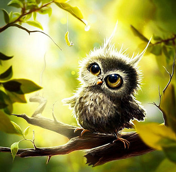 Who , caterpillar, cute, forest, owl HD wallpaper