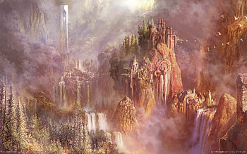 City never found, city, lost, clouds, waterfalls, hidden HD wallpaper