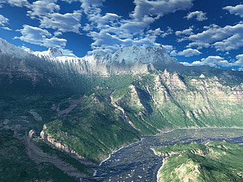 River Bend, dark blue, river, cloudy, sky, water, mountain ridge HD wallpaper