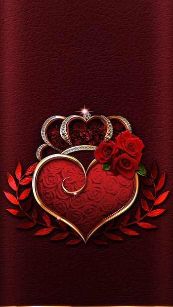 crown, flower, heart, holiday, Valentine's Day HD phone wallpaper