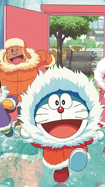 Shinchan And Doraemon, Winter, Background HD phone wallpaper