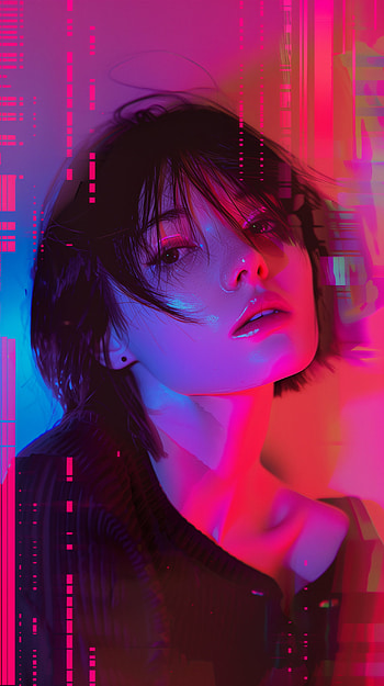 Neon Emo Girl For !, emo, emo girl, portrait, Digital Art HD phone wallpaper