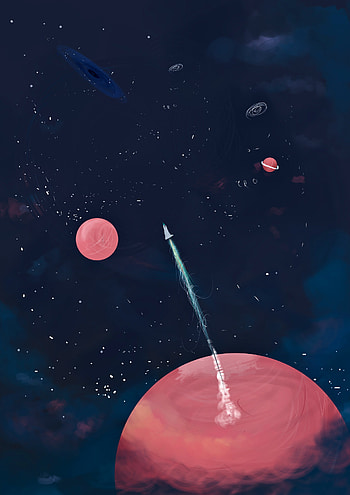Art, Planets, Universe, Stars, Rocket HD phone wallpaper