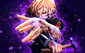 Resonance, , violet neon lights, Straw Doll Technique, manga, Jujutsu Kaisen, artwork, Tomonari, Resonance Jujutsu Kaisen HD wallpaper