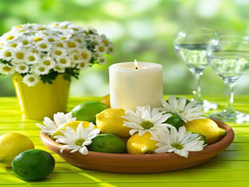 Still Life, Flowers, Candles, Lemon, Glasses HD wallpaper
