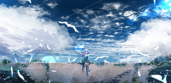Beautiful scenery, anime, outdoor, anime girl HD wallpaper