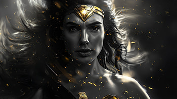 Wonder Woman Triumph , wonder-woman, superheroes, artwork, digital-art, art, ai, black-and-white, monochrome HD wallpaper