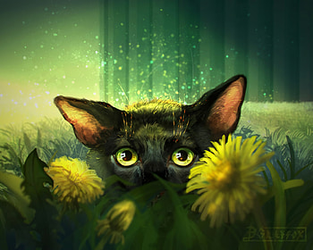 Flowers, Art, Cat, Eyes, Sight, Opinion HD wallpaper