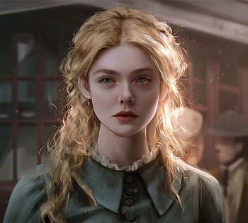 Elle Fanning as Mary Shelley, blonde, elle fanning, razaras, kittichai, portrait, mary shelley, actress, art, rueangchaichan, fantasy HD wallpaper