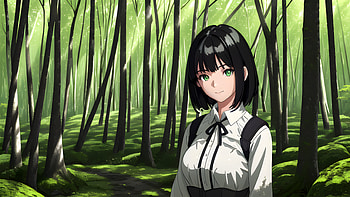 A girl in a forest, AI Art, Anime, girl, anime girl HD wallpaper