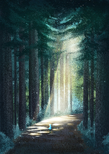 Art, Shine, Light, Silhouette, Road, Forest HD phone wallpaper