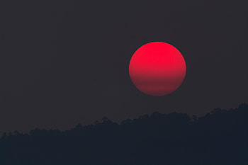 Red Moon At Evening, moon, evening, nature HD wallpaper