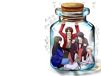 Gintama in the Jar, plain, white, cute, trap, bottle, kawaii, simple, inside, anime, jar, boy, gintama, guy, male HD wallpaper