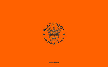 Blackpool FC, English football team, orange background, Blackpool FC logo, grunge art, EFL Championship, Blackpool, football, England, Blackpool FC emblem HD wallpaper