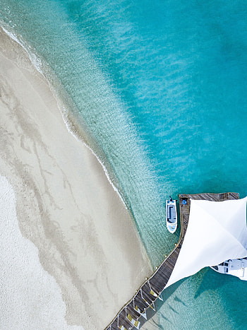 Nature, Beach, View From Above, Pier, Ocean, Boat HD phone wallpaper