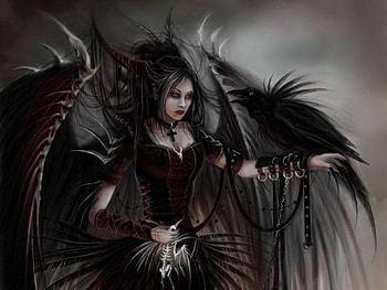 Vampire Sorceress, sorceress, wings, bat, vampire, dark, witch HD wallpaper